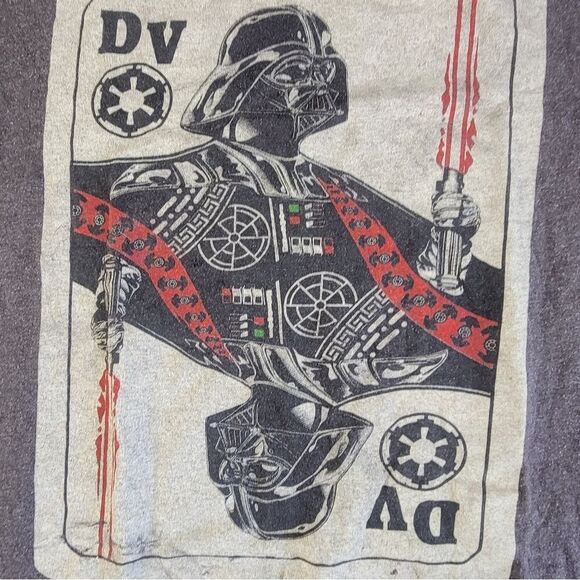Star Wars T-Shirt DV Playing Card Darth Vader Small Mens Gray Shirt Fifth Sun - Picture 11 of 15